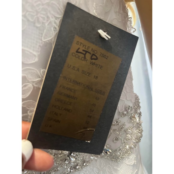 COSMOBELLA Designer Strapless Lace Wedding Dress Mermaid Style Bling Belt - Picture 8 of 10